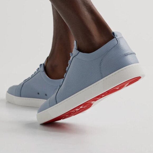 Christian Louboutin RARE Rantulow Flat Blue Zinc Leather Low Top